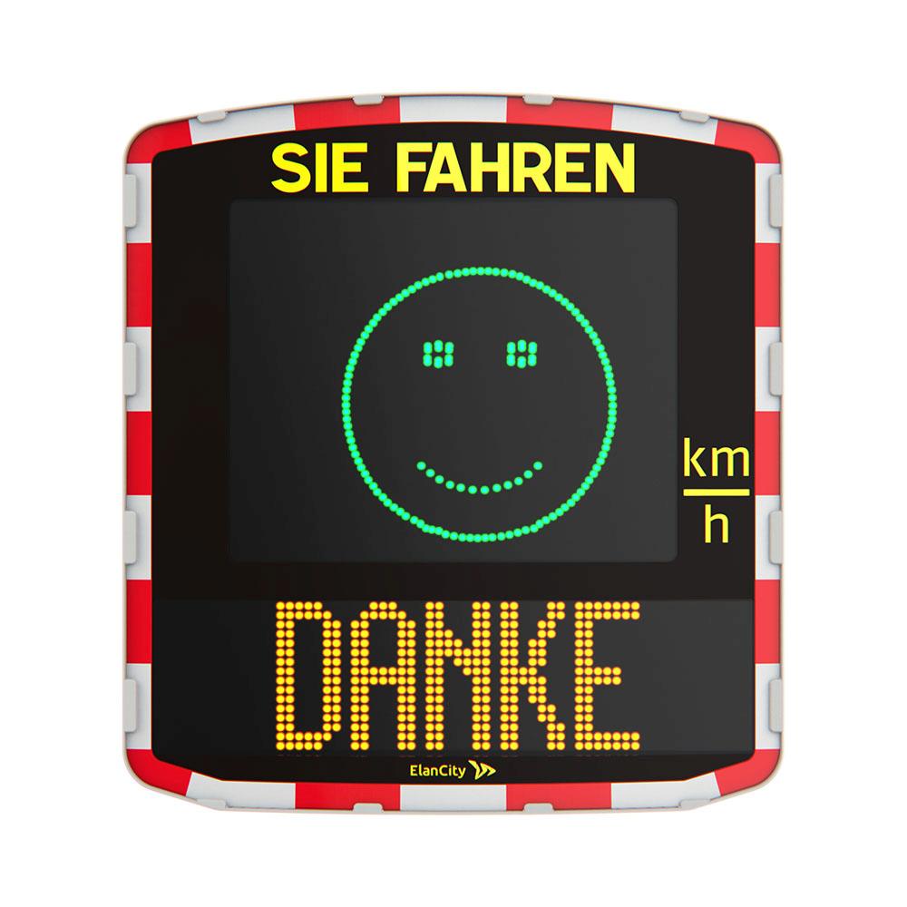 Geschwindigkeitsanzeige Evolis Danke mit Smiley