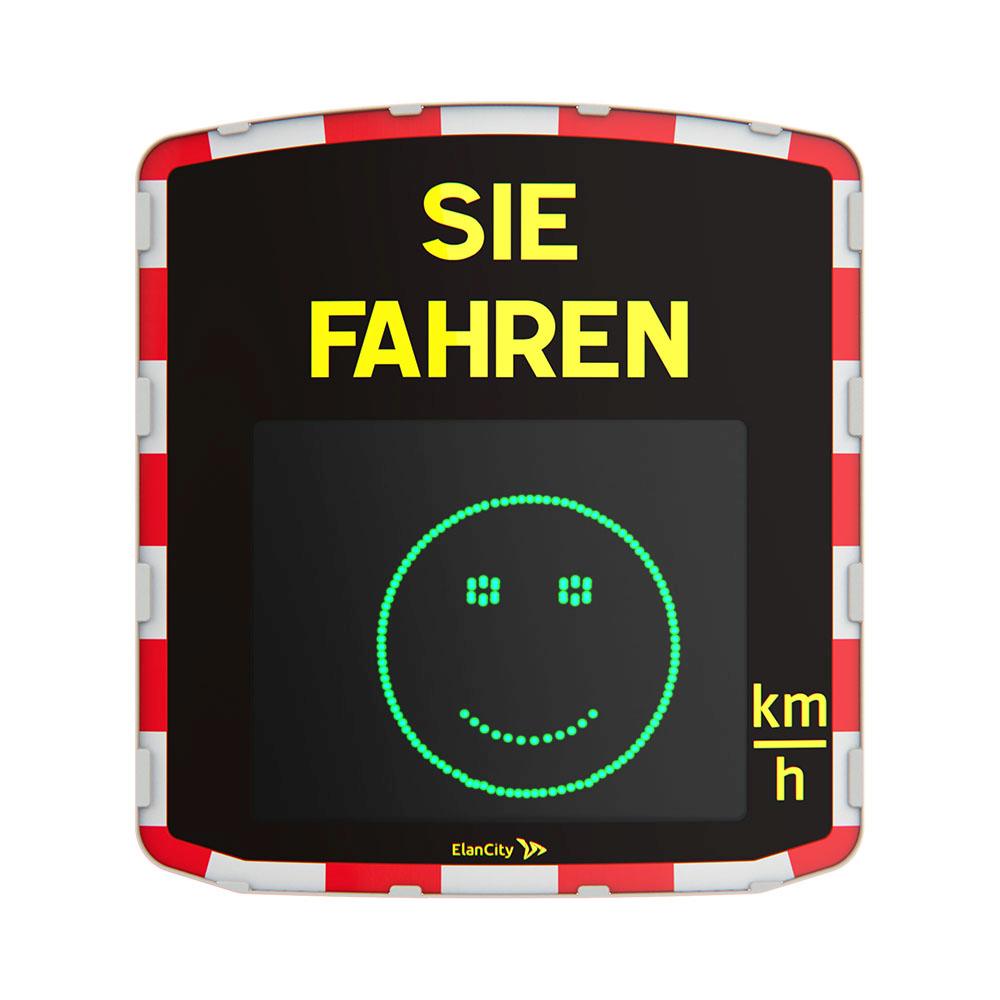 Geschwindigkeitsanzeige Evolis Mobility Sie fahren ok grüner Smiley