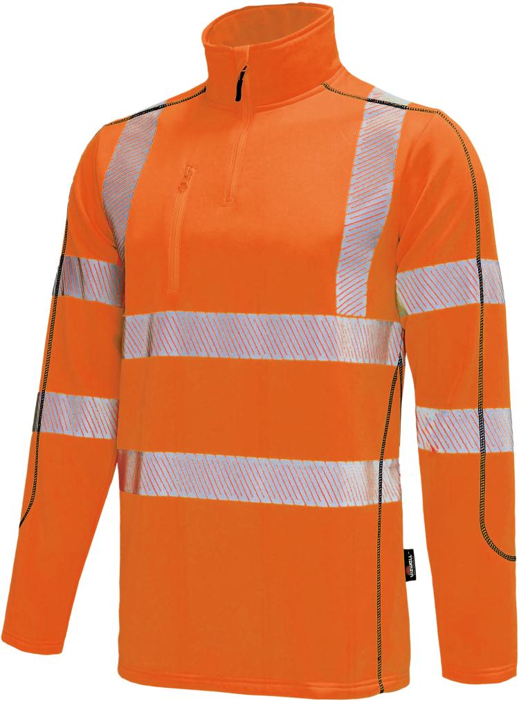 Warnschutz-Funktionsshirt Coolpass-Fleece Seitenansicht (Orange)